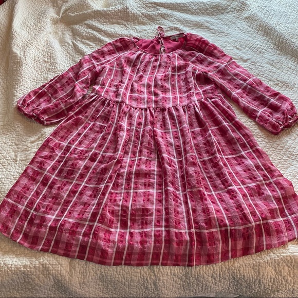 Madewell Pink Plaid Shirred Babydoll Minidress - Picture 3 of 11